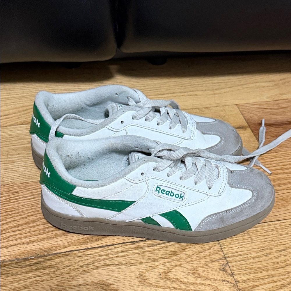 Reebok Kids White, Gray and Green Low-Top Sneakers